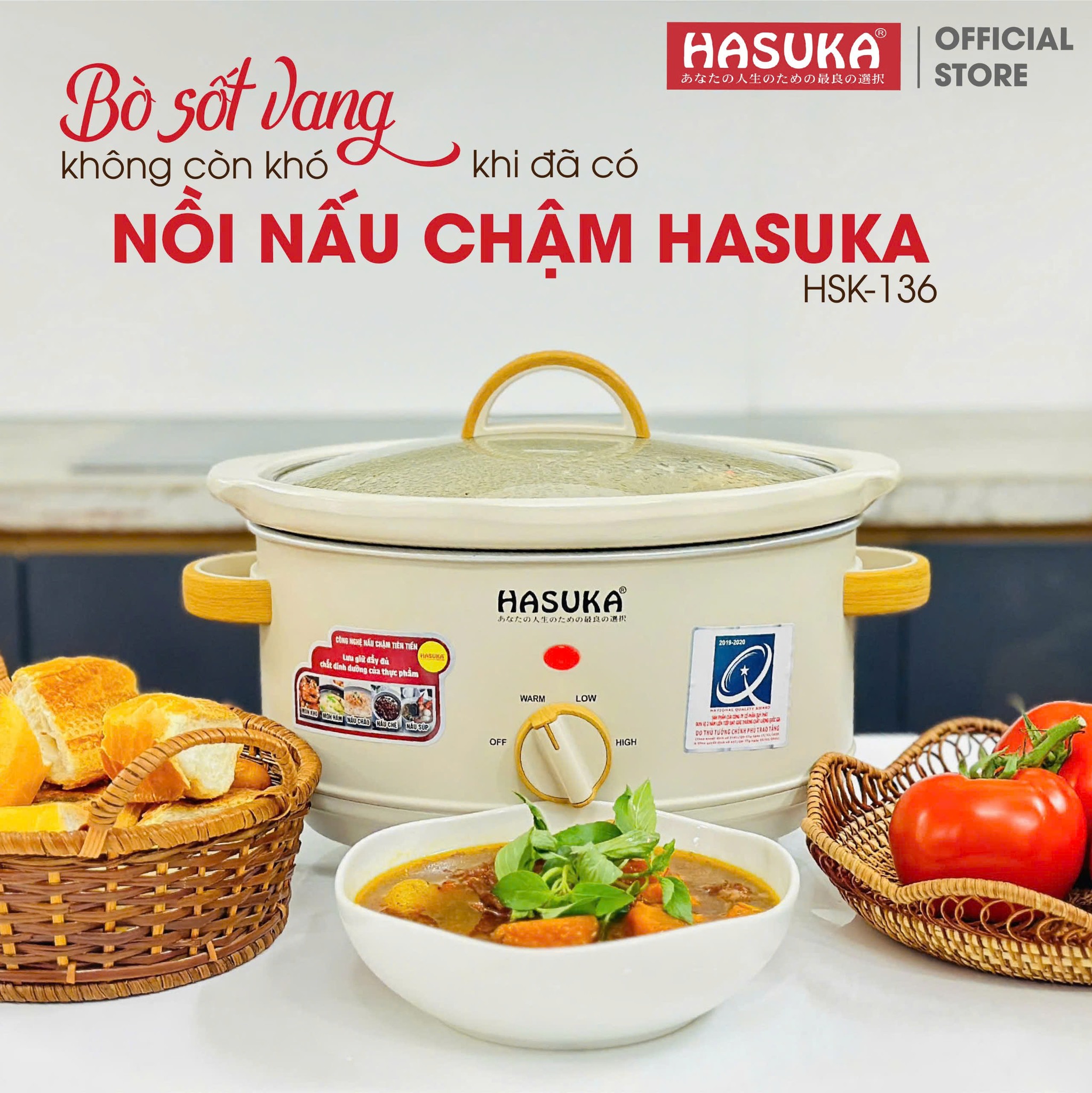 Nấu Bò Sốt Vang Thơm Ngon Với Nồi Nấu Chậm Hasuka HSK-136