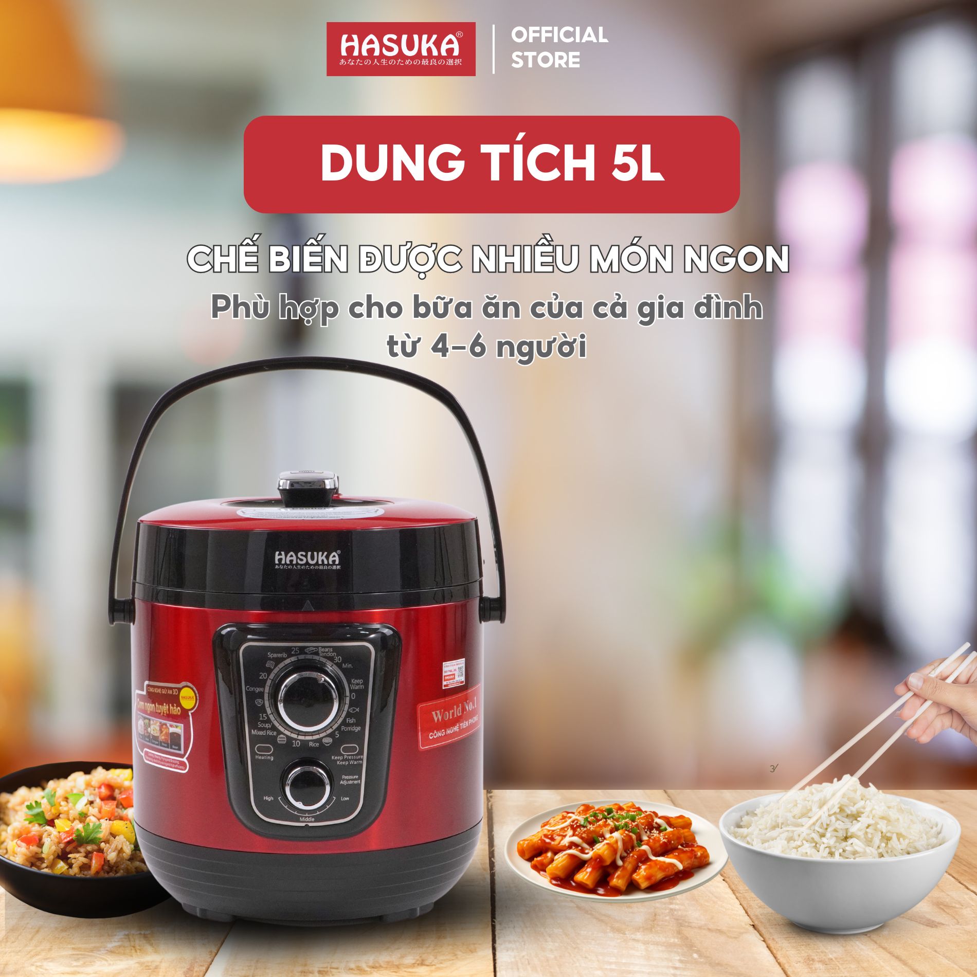 Nấu Nướng Hiệu Quả, Tiết Kiệm Thời Gian với Nồi Áp Suất Điện  HASUKA HSK-986